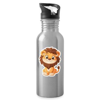 Lion - Water bottle with straw - silver - Right