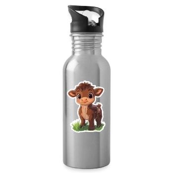 Vache - Gourde avec paille intégrée - argent clair - Droite