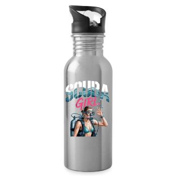 Scuba Girl Taucherin Design - Trinkflasche mit integriertem Trinkhalm - Lightsilver - Rechts