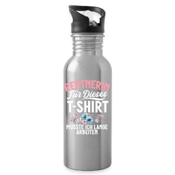 Rentnerin Für Dieses T-Shirt Musste Ich Arbeiten - Trinkflasche mit integriertem Trinkhalm - Lightsilver - Rechts