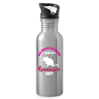 Rennmaus ist echt Nagetier Gerbil - Trinkflasche mit integriertem Trinkhalm - Lightsilver - Rechts