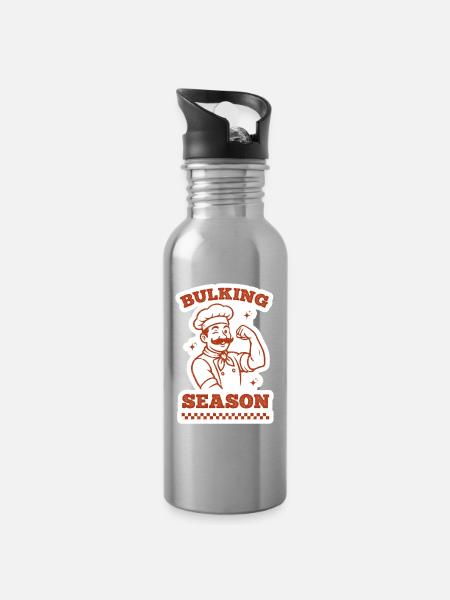 Bulking Season - Trinkflasche mit integriertem Trinkhalm - Lightsilver