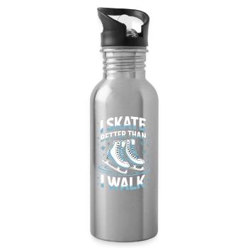 Ich Skate Besser Als Ich Gehe Eislaufen Spruch - Water bottle with straw - silver - Right