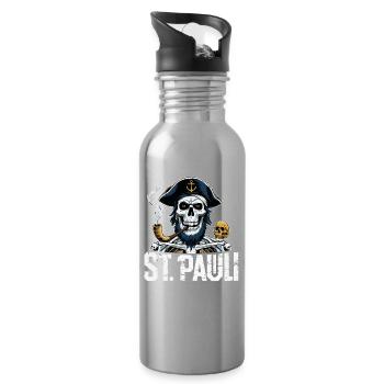 St.Pauli Kiez Hamburg Totenkopf Sankt Pauli - Gourde avec paille intégrée - argent clair - Droite