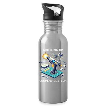 Grinding XP – Cosplay Edition | Crafting, Con - Water bottle with straw - silver - Right