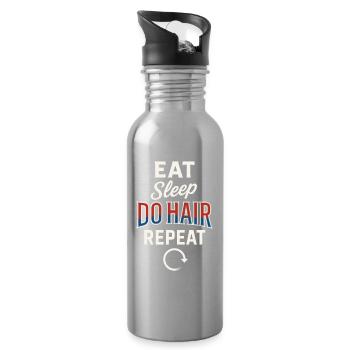 Eating Sleeping Doing Hair Repeating - Water bottle with straw - silver - Right