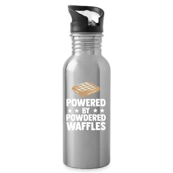 Powered By Powdered Waffles - Water bottle with straw - silver - Right