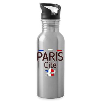 Paris französische Flagge  Cité Stadtinsel  - Trinkflasche mit integriertem Trinkhalm - Lightsilver - Rechts