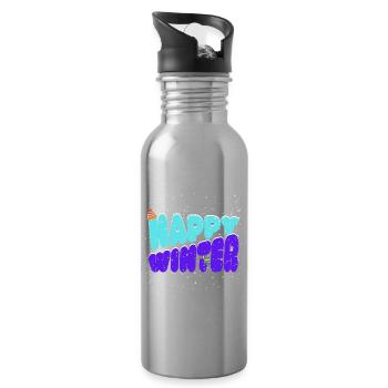 Winter im Schneestil - Trinkflasche mit integriertem Trinkhalm - Lightsilver - Rechts
