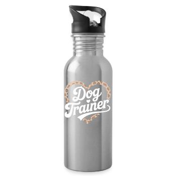 Hundetrainer Herz Design - Trinkflasche mit integriertem Trinkhalm - Lightsilver - Rechts
