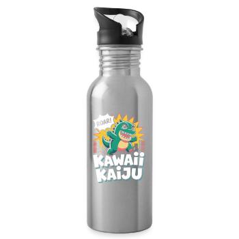 Kawaii Kaiju Pop Culture Esthétique Japonaise - Gourde avec paille intégrée - argent clair - Droite