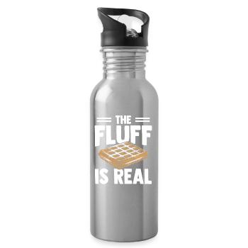 Waffles Food Candy Fluff Is Real - Water bottle with straw - silver - Right