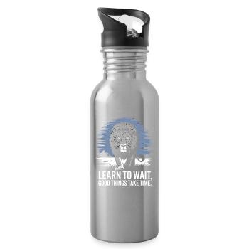 Learn to wait Good things take time Leo - Water bottle with straw - silver - Right