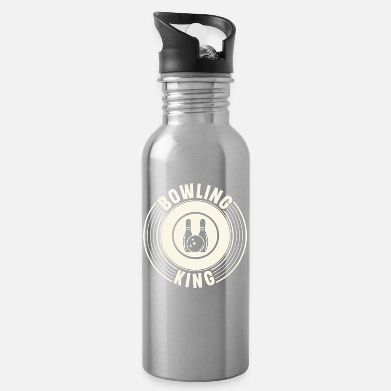 Bowling - Trinkflasche mit integriertem Trinkhalm - Lightsilver