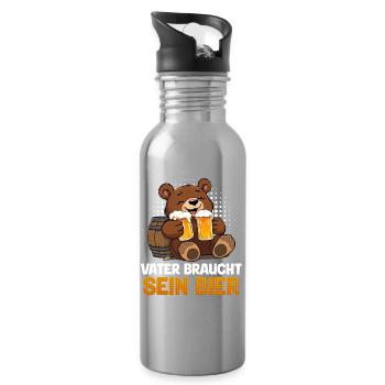 Werdender VATER BRAUCHT SEIN BIER Lustiges - Trinkflasche mit integriertem Trinkhalm - Lightsilver - Rechts