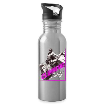 Climbing Lady Kletterin Bergsteigerin - Trinkflasche mit integriertem Trinkhalm - Lightsilver - Rechts