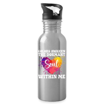 Funny Art Painter Colors Awaken The Dormant - Trinkflasche mit integriertem Trinkhalm - Lightsilver - Rechts