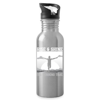 Idée cadeau de course à pied Rise & Shine pour marathonien - Gourde avec paille intégrée - argent clair - Droite