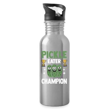 Gurken Liebhaber Essiggurken Champion - Trinkflasche mit integriertem Trinkhalm - Lightsilver - Rechts
