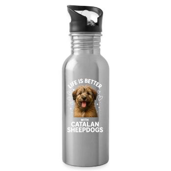 Chien de berger catalan - Gourde avec paille intégrée - argent clair - Droite