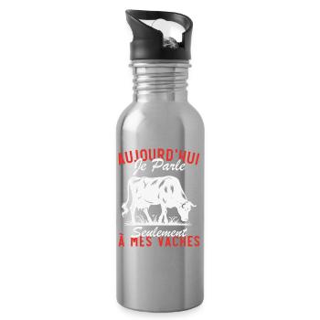 Today I only talk to my cows - Water bottle with straw - silver - Right