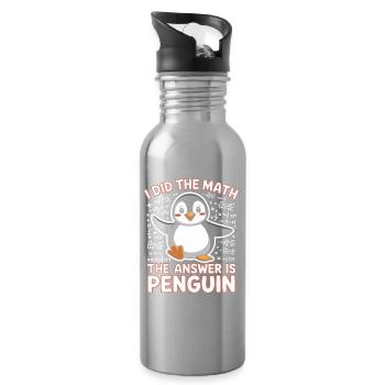 J’ai fait le calcul, la réponse est pingouin - Gourde avec paille intégrée - argent clair - Droite