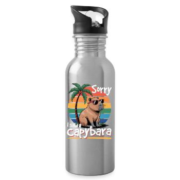 Funny aesthetic Kawaii Capybara - Trinkflasche mit integriertem Trinkhalm - Lightsilver - Rechts