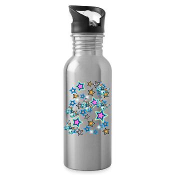 Retro Insekten Schmetterlinge - Trinkflasche mit integriertem Trinkhalm - Lightsilver - Rechts