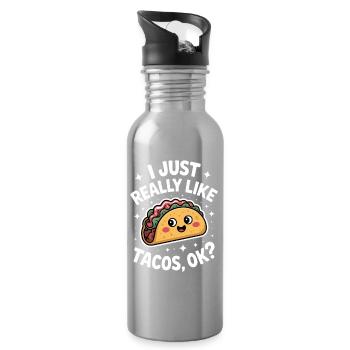Taco Disant Cuisine Mexicaine Blague Taco Cadeau - Gourde avec paille intégrée - argent clair - Droite