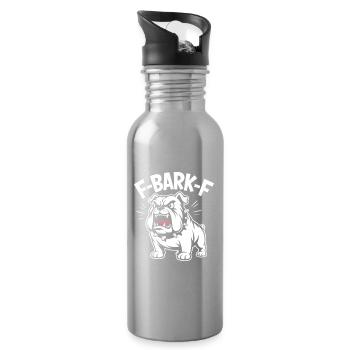 F-BARK-F Bulldog Aggressive Dog Humor - Water bottle with straw - silver - Right