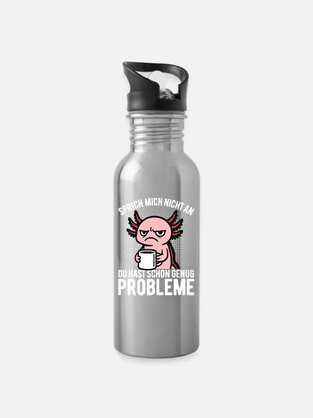 Don’t talk to me - Axolotl au café - Gourde avec paille intégrée - argent clair