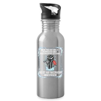 Cadeau de rasoir à sec - Gourde avec paille intégrée - argent clair - Droite