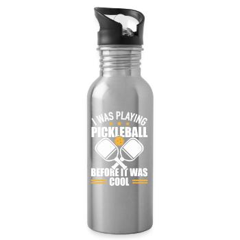 Pickleball Team Paddleball Player Gift - Water bottle with straw - silver - Right