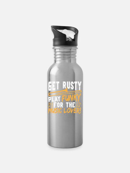 Trombonist Brass Band Marching Band Trombone Trombone - Water bottle with straw - silver