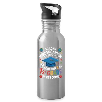 Goodbye Kindergarten Hello First Grade - Trinkflasche mit integriertem Trinkhalm - Lightsilver - Rechts