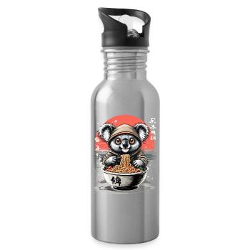 Koala Ramen in Hoodie - Water bottle with straw - silver - Right