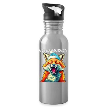 FOX GOOD MORNING - Water bottle with straw - silver - Right