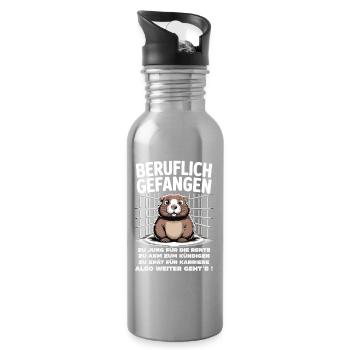 Büro & Job Kollegen Arbeiter lustiges Arbeiten - Trinkflasche mit integriertem Trinkhalm - Lightsilver - Rechts