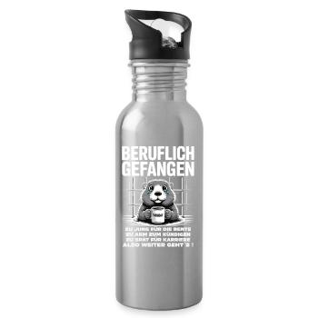 Büro & Job Kollegen Arbeiter lustiges Arbeiten - Trinkflasche mit integriertem Trinkhalm - Lightsilver - Rechts