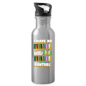 I Have No Shelf Control Book Tee - Water bottle with straw - silver - Right