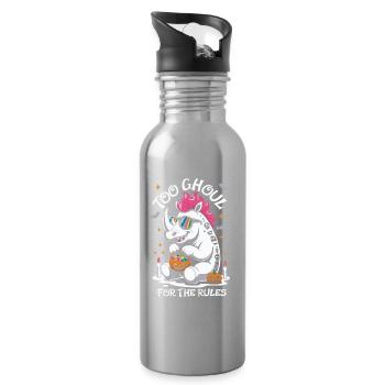 Ghoul Nashorn Halloween Grafik - Trinkflasche mit integriertem Trinkhalm - Lightsilver - Rechts