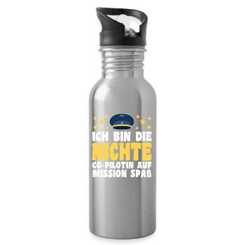 Family motif nephew - Water bottle with straw - silver - Right