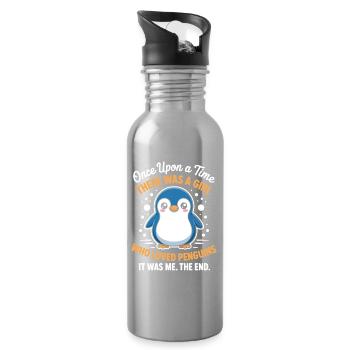Pinguin süßer Spruch - Trinkflasche mit integriertem Trinkhalm - Lightsilver - Rechts