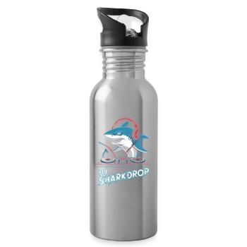 DJ SHARKDROP Hai DJ with headphones at the mixing desk - Water bottle with straw - silver - Right