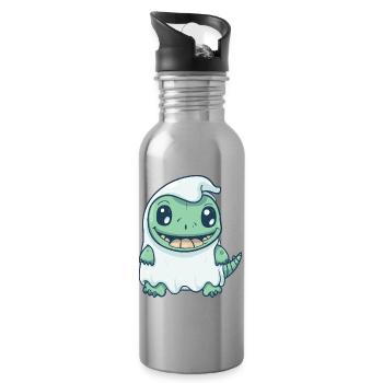 Alligator Halloween Geist - Trinkflasche mit integriertem Trinkhalm - Lightsilver - Rechts