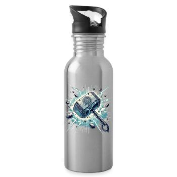 Mjolnir Power Strike Illustration - Water bottle with straw - silver - Right