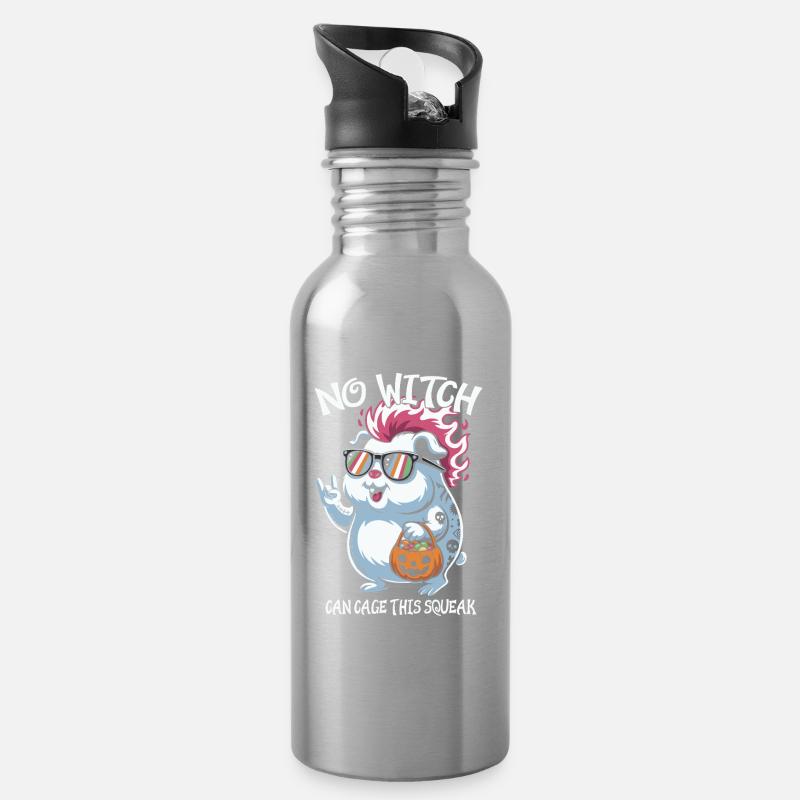 Hamster mit Sonnenbrillen Halloween Spaß - Trinkflasche mit integriertem Trinkhalm - Lightsilver
