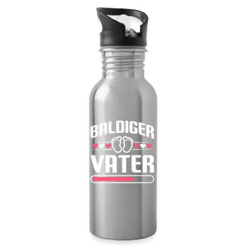 Dad-to-be SOON-TO-BE DAD Paternity Funny - Water bottle with straw - silver - Right