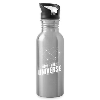 Love The Universe Constellation Heart Cosmos - Water bottle with straw - silver - Right