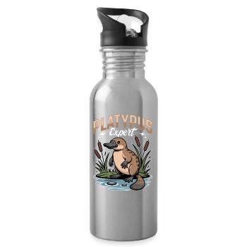 Esthétique amusante Kawaii Platypus - Gourde avec paille intégrée - argent clair - Droite